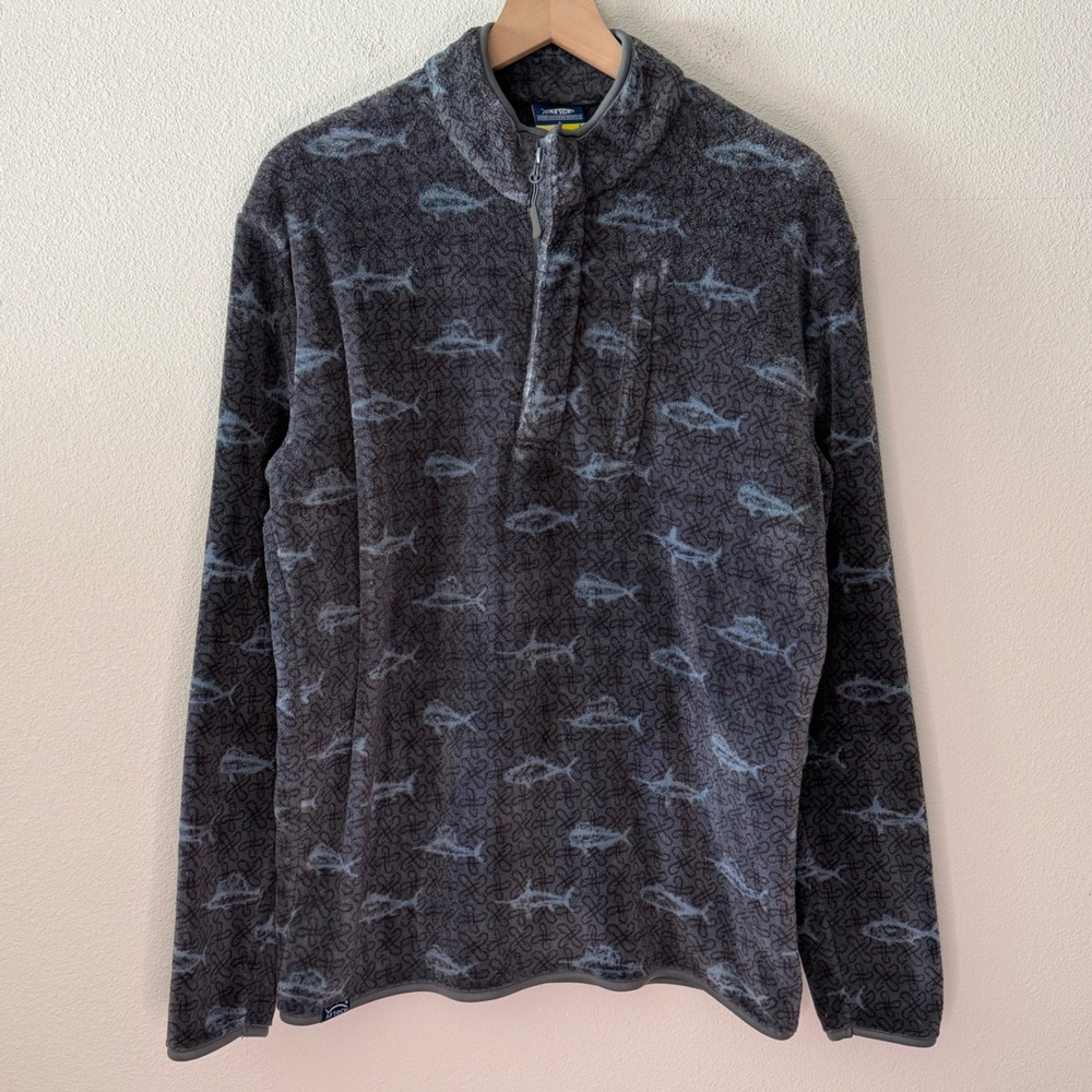AFTCO Mens Fleece Pullover Fishing Gorpcore Nautical Coastal Large